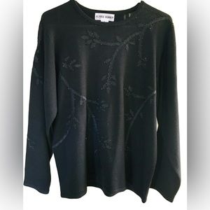 Alfred Dunner Vintage Black Beaded Sweater